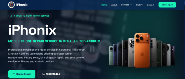 iPhonix Mobile Service Centre Homepage Screenshot