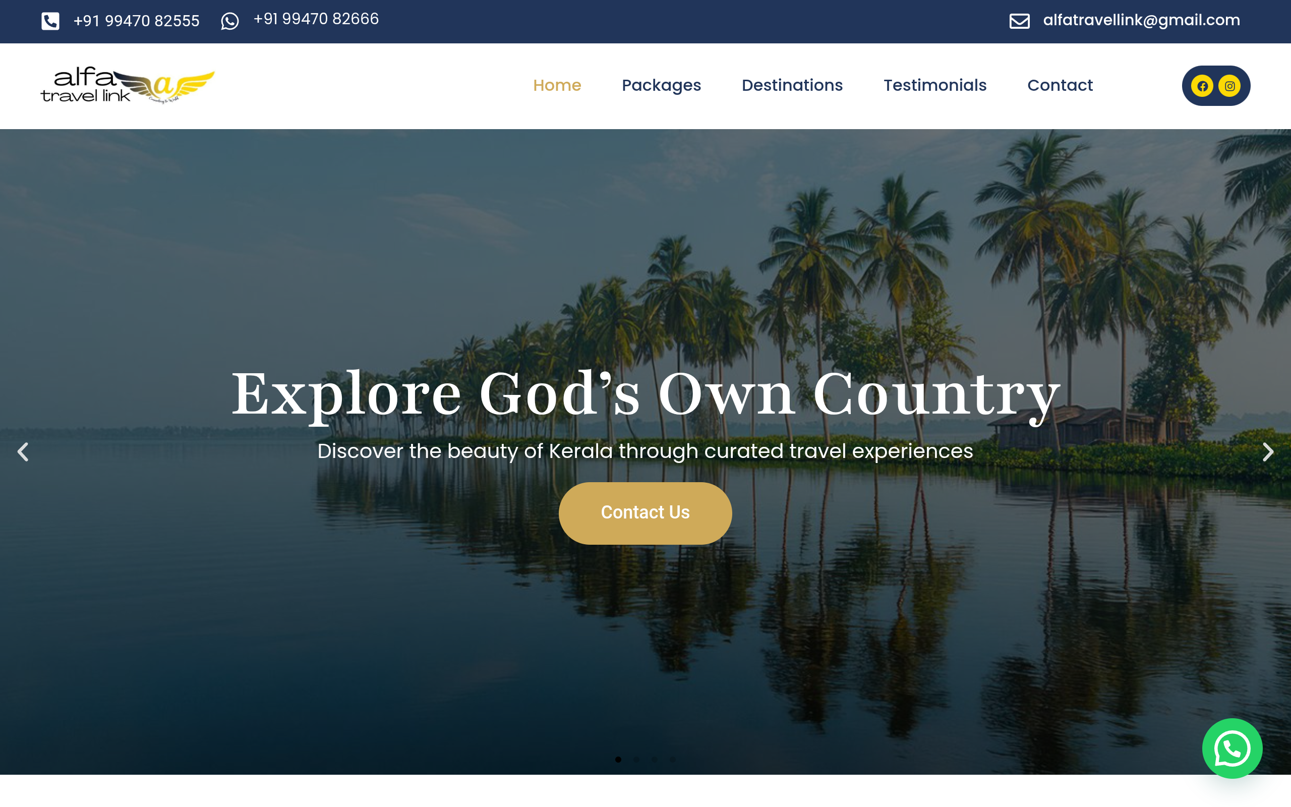 Alfa Travel Link Homepage Screenshot