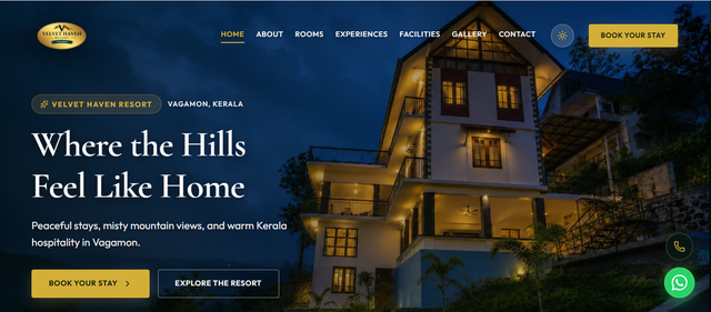 Velvet Haven Homepage Screenshot